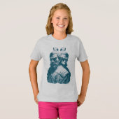 Twee Japanse Samurai-standbeelden ontwerp T-shirt (Voorkant volledig)
