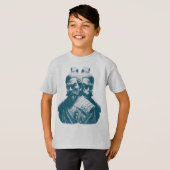 Twee Japanse Samurai-standbeelden ontwerp T-shirt (Voorkant volledig)
