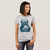 Twee Japanse Samurai-standbeelden ontwerp T-shirt (Voorkant volledig)