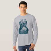Twee Japanse Samurai-standbeelden ontwerp T-shirt (Voorkant volledig)