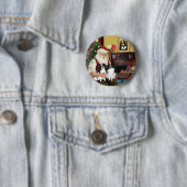 Twee Japanse spaniels van de Kerstman Ronde Button 5,7 Cm (In situ)