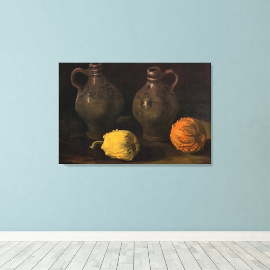 Twee Jars en twee Pumpkins van Vincent van Gogh Canvas Afdruk (Insitu (Houten vloer))