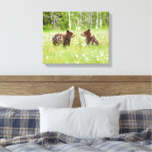 Twee jonge bruine beer vrienden canvas afdruk (Insitu (Slaapkamer))