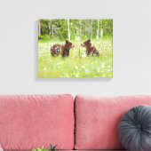 Twee jonge bruine beer vrienden canvas afdruk (Insitu (Woonkamer))