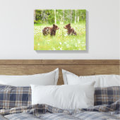 Twee jonge bruine beer vrienden canvas afdruk (Insitu (Slaapkamer))