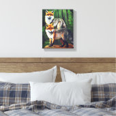 twee jonge Foxes-dieren natuur in het wild Canvas Afdruk (Insitu (Slaapkamer))