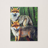 twee jonge Foxes-dieren natuur in het wild Legpuzzel (Verticaal)