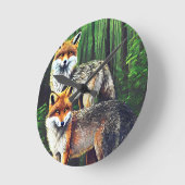 twee jonge Foxes-dieren natuur in het wild Ronde Klok (Hoek)