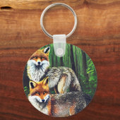 twee jonge Foxes-dieren natuur in het wild Sleutelhanger (Achterkant)