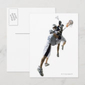 Twee jonge mannen die lacrosse spelen 2 briefkaart (Voorkant / Achterkant)