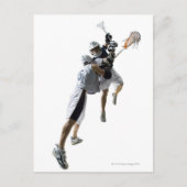 Twee jonge mannen die lacrosse spelen 2 briefkaart (Voorkant)