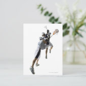 Twee jonge mannen die lacrosse spelen 2 briefkaart (Staand voorkant)