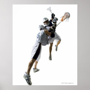 Twee jonge mannen die lacrosse spelen 2 poster
