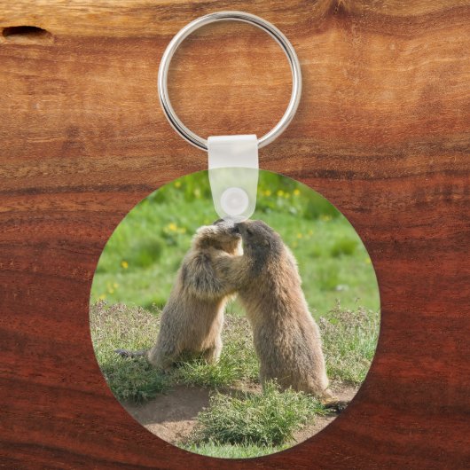 twee jonge marmos sleutelhanger (Voorkant)