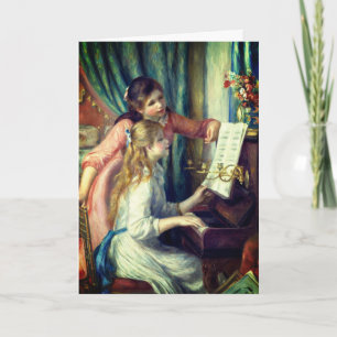 Twee jonge meisjes aan de piano door Renoir: Blank Kaart