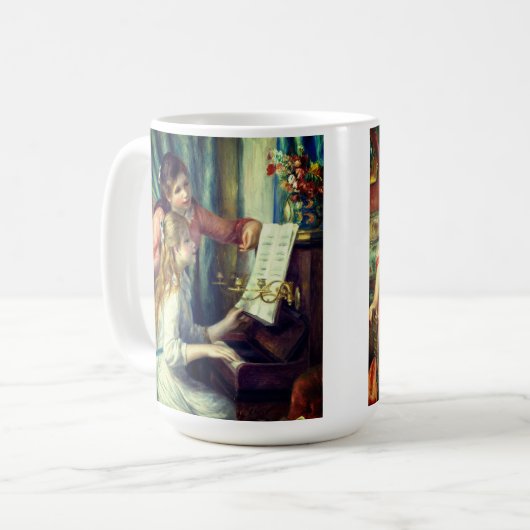 Twee jonge meisjes aan de piano van Renoir: Koffiemok (Voorkant links)