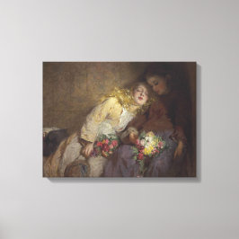 Twee jonge meisjes die naar huis terugkeren canvas afdruk