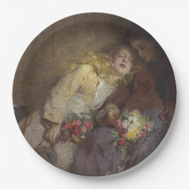 Twee jonge meisjes die naar huis terugkeren papieren bordje