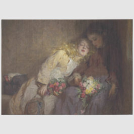 Twee jonge meisjes die naar huis terugkeren tissuepapier