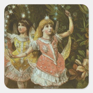 Twee jonge meisjes nemen ballet vierkante sticker