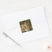 Twee jonge meisjes nemen ballet vierkante sticker (Envelop)