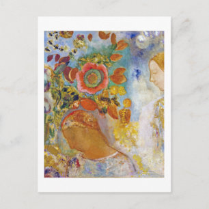Twee jonge meisjes onder Flowers, Redon Briefkaart