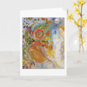 Twee jonge meisjes onder Flowers, Redon Kaart (Gele Bloem)