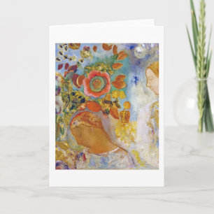 Twee jonge meisjes onder Flowers, Redon Kaart