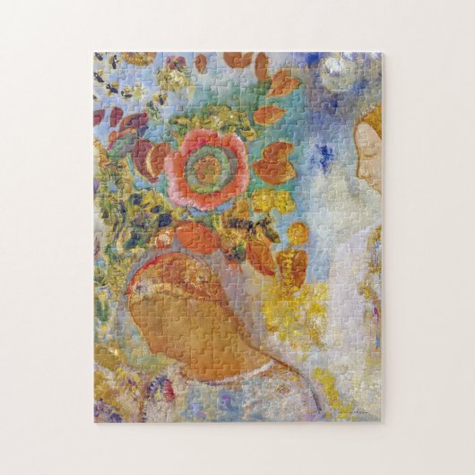 Twee jonge meisjes onder Flowers, Redon Legpuzzel (Verticaal)