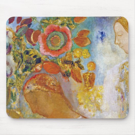 Twee jonge meisjes onder Flowers, Redon Muismat (Voorkant)