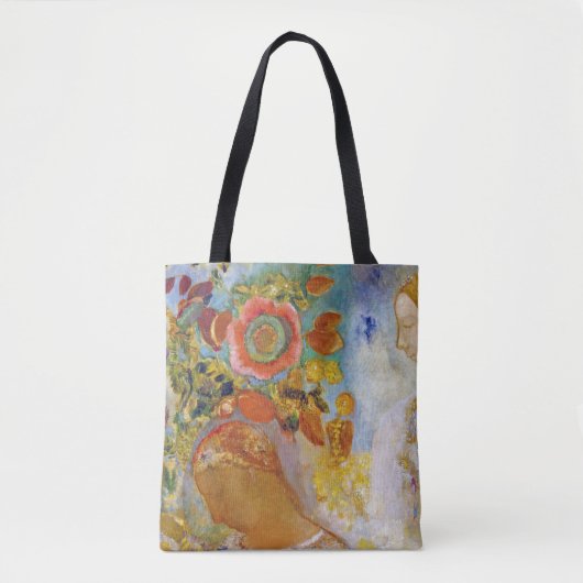 Twee jonge meisjes onder Flowers, Redon Tote Bag (Voorkant)