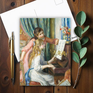 Twee jonge meisjes op de piano door Auguste Renoir Briefkaart