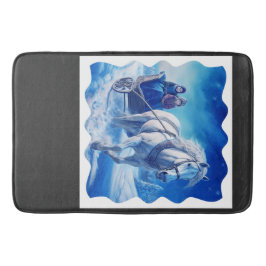 Twee jonge meisjes op een besneeuwde slee rijden badmat