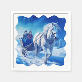 Twee jonge meisjes op een besneeuwde slee rijden servet