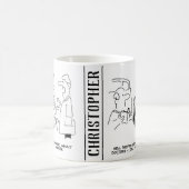 Twee jonge overwerkte Cartoons Koffiemok (Center)