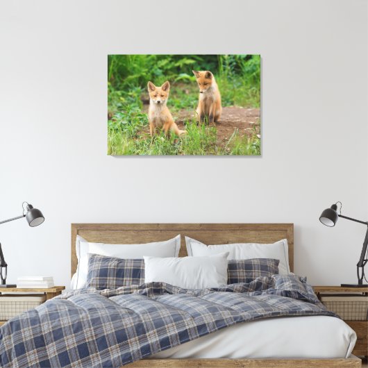 Twee jonge rode koeien in de Natuur Canvas Afdruk (Insitu (Slaapkamer))