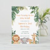 Twee jonge safari jungle dieren 2e verjaardag kaart (Staand voorkant)