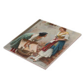 Twee jonge Washerwomen delen het nieuws Tegeltje (Zijkant)