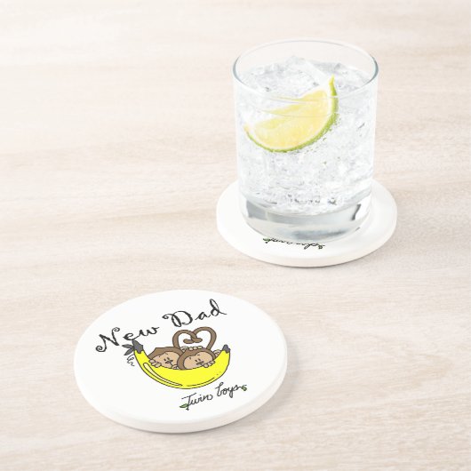 Twee jongens apen Nieuwe pap cadeaus Zandsteen Onderzetter (Zijkant)