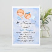 Twee jongens: Blue Sky Clouds baby shower-uitnodig Kaart (Staand voorkant)
