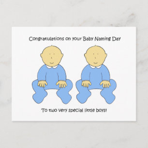Twee jongens die dag van Baby zijn gefeliciteerd. Briefkaart