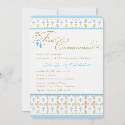 Twee jongens eerste communiqué kaart (Voorkant)