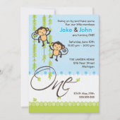 Twee jongens eerste uitnodiging van de verjaardag (Voorkant)