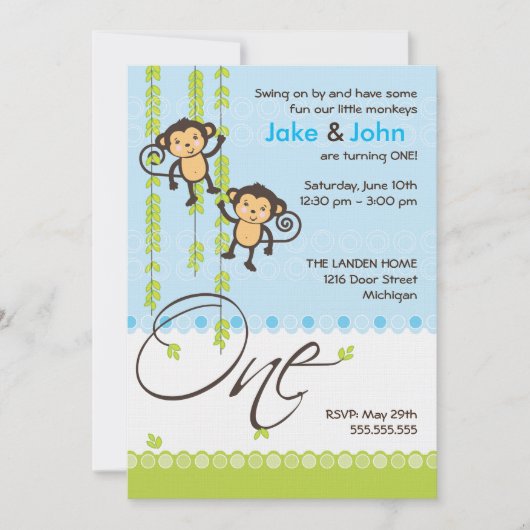 Twee jongens eerste uitnodiging van de verjaardag (Voorkant)