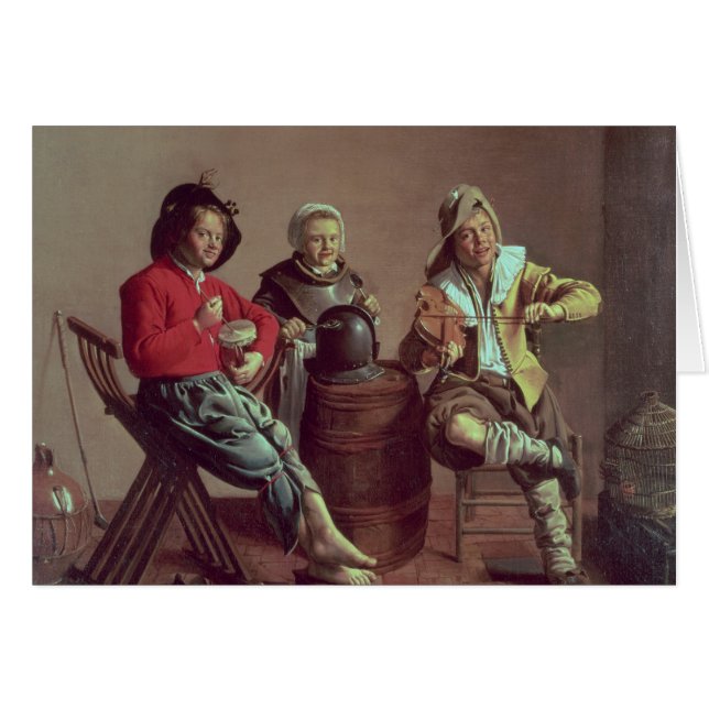 Twee jongens en een meisje die muziek maken, 1629 (Voorkant Horizontaal)