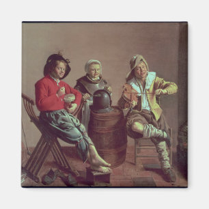 Twee jongens en een meisje die muziek maken, 1629 magneet