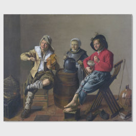 Twee jongens en een meisje die muziek maken (Muzik Cadeaupapier