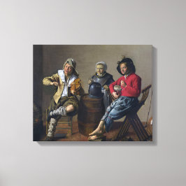 Twee jongens en een meisje die muziek maken (muzik canvas afdruk