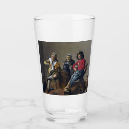 Twee jongens en een meisje die muziek maken (muzik glas