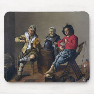 Twee jongens en een meisje die muziek maken (muzik muismat